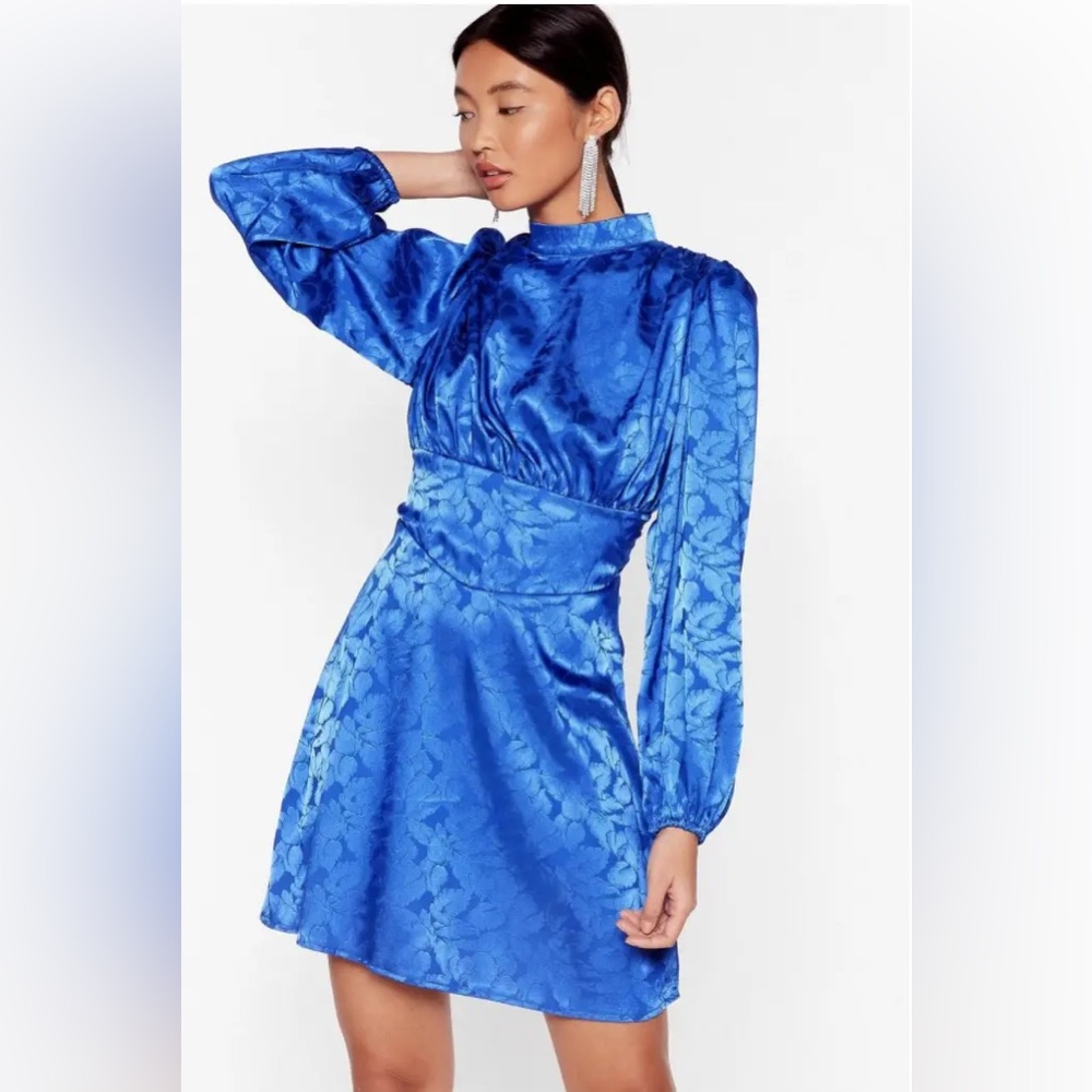 NWT Nasty Gal Jacquard Blue Mini Dress